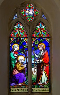 Stained glass window by Thomas Baillie Saint Peter given keys by Jesus Christ, 1862 Thorington