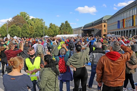 Karlsruhe: Corona protests against the measures taken by the federal government. The protests were