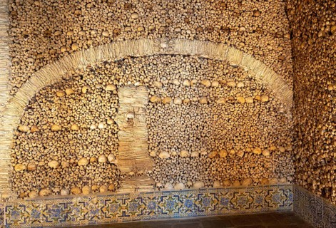The Chapel of Bones, Capela dos Ossos, city of Evora, Alto Alentejo, Portugal, southern Europe,