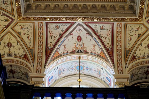Ceiling design, interior design, Semperoper, Dresden, Saxony, Germany, Europe