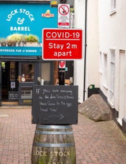 Covid-19 stay 2 metres apart social distancing sign, Newbury, Berkshire, England, UK Lock Stock &