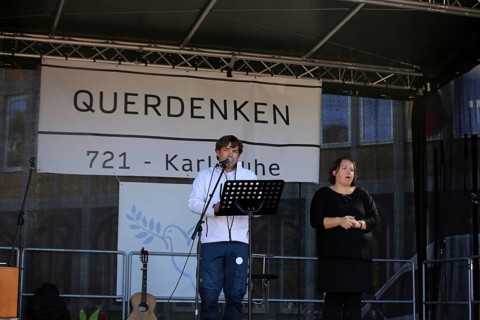Karlsruhe: Michael Ballweg speaks at the Corona protests against the measures taken by the federal