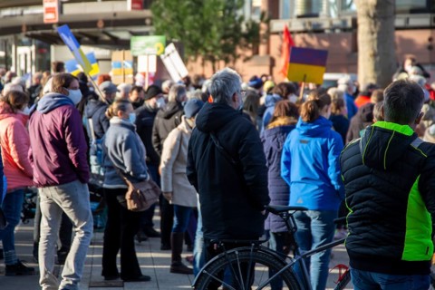 Peace demonstration against the war in Ukraine in the cities of Ludwigshafen and Mannheim with a