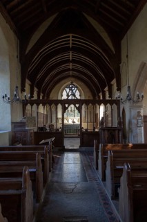 Interior of village parish church St James South Elmham, Suffolk, England, UK