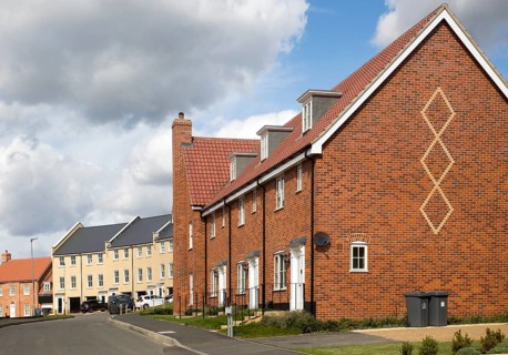 New houses variety of styles property development, Saxmundham, Suffolk, England, UK