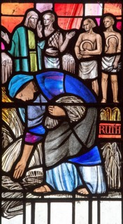 Ruth harvesting grain, stained glass window by Margaret Edith Aldrich Rope (1891-1988), Church of