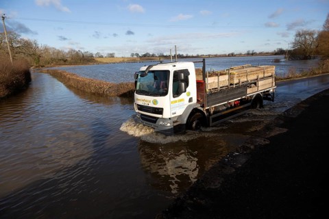 Flooding of River Avon at Maud Heath's causeway, Kellaways bridge, Wiltshire, England, UK 24/12/20