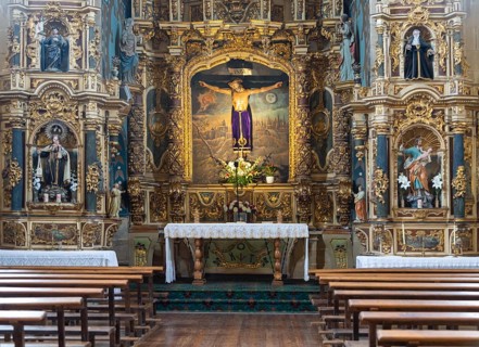 Interior of church Ermita de San Juan del Cristo de los Remedios, Briones, La Rioja, Spain, Europe
