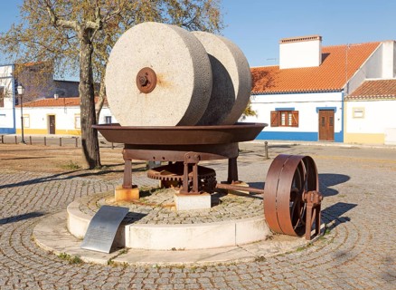 Husk mill historic olive oil press with granite millstones used until 1970s now a heritage monument
