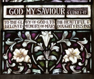 Stained glass window church of Saint Mary, Martlesham, Suffolk, England, UK by Heaton, Butler and