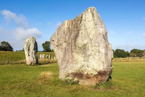 Standing stones in south east quadrant neolithic stone circle henge prehistoric monument, Avebury,