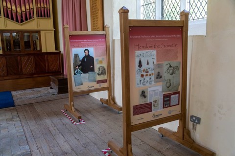 Display about Reverend Professor John Stevens Henslow (1796-1861), Hitcham church, Suffolk,