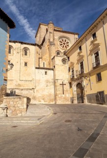 Historic buildings at the back of the cathedral church building, Cuenca, Castille La Mancha, Spain,