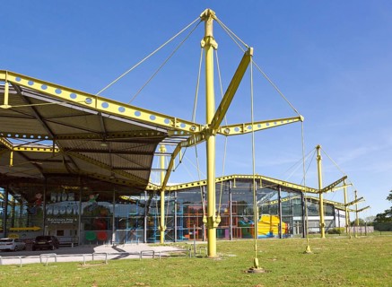 Renault distribution centre building designed by Norman Foster 1982, now the Spectrum Building,
