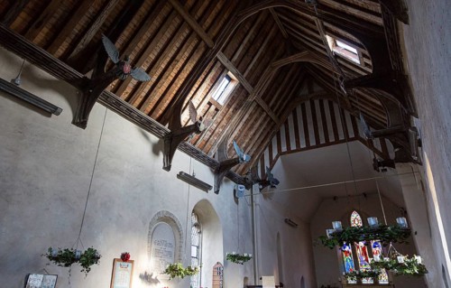 Church of Saint Edmund, Bromeswell, Suffolk, England, UK winged angels on roof ceiling beams