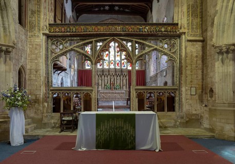 Church of Saint Mary, Berkeley, Gloucestershire, 15th century ornate stone rood screen