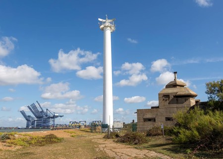 Easat Marine Radar tower for shipping at Landguard, Port of Felixstowe, Suffolk, England, UK