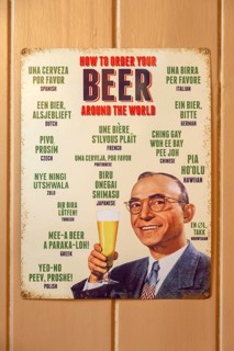 Old metal poster 'How to Order Beer around the world' different languages