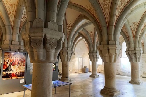 Ceiling with floral frescoes, Bebenhausen Cistercian Monastery, Tuebingen, Baden-Wuerttemberg,