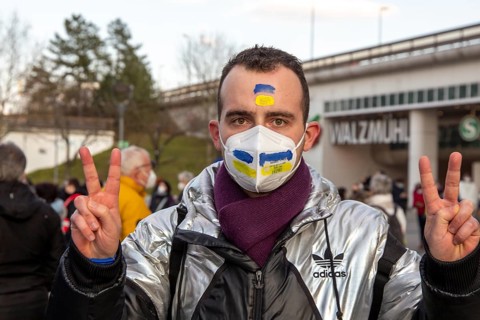Peace demonstration against the war in Ukraine in the cities of Ludwigshafen and Mannheim with a