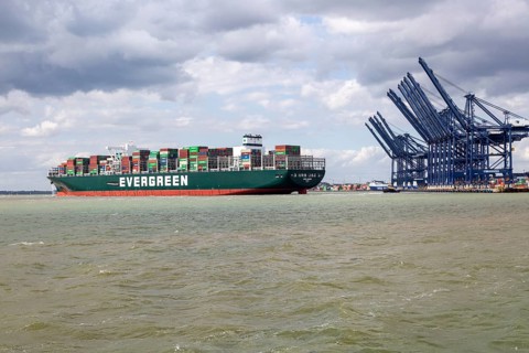 Evergreen Ever Govern one of the world's largest container ships making maiden call at Port of