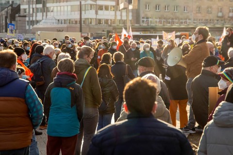 Peace demonstration against the war in Ukraine in the cities of Ludwigshafen and Mannheim with a