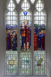 Stained glass window, the Good Shepherd, by Townsend and Howson c 1938, Pettaugh church, Suffolk,