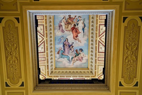 Ceiling design, interior design, Semperoper, Dresden, Saxony, Germany, Europe