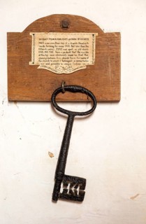Village parish church All Saints, Eyke, Suffolk, England, UK, ancient 15th century metal key
