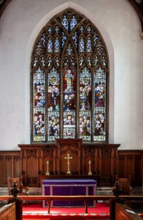 Stained glass east window Halesworth church, Suffolk, possibly Lavers, Barraud and Westlake c 1889