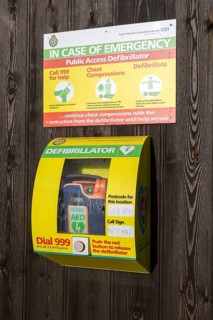 Public Access Defibrillator NHS emergency medical equipment, South Western Ambulance Service, UK
