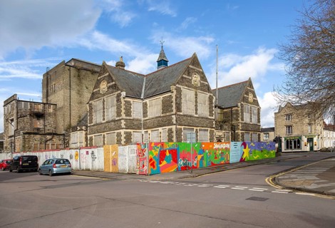 Derelict Mechanics Institute building in the Railway Village, Swindon, Wiltshire, England, UK