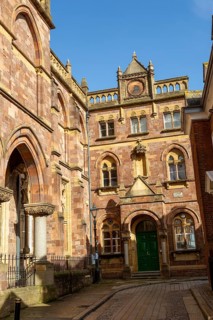 Historic architecture of Royal Albert Memorial Museum buildings in Gandy Street, Exeter, Devon,