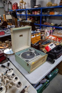 Dansette Bermuda mono record player on display as auction lot, UK
