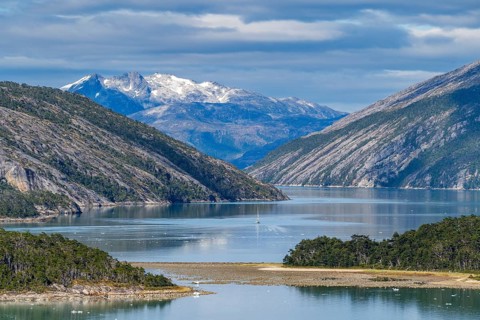 Mountains in Pia Bay, Alberto de Agostini National Park, Avenue of Glaciers, Chilean Arctic,
