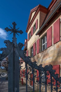 Historic vicarage from1734 of the St.Egidienkirche, Beerbach, Middle Franconia, Bavaria, Germany,