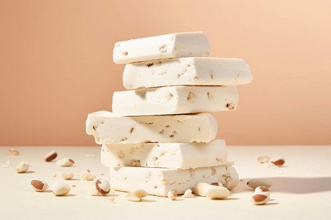 Stack of white nougat with nuts. KI generiert, generiert AI generated