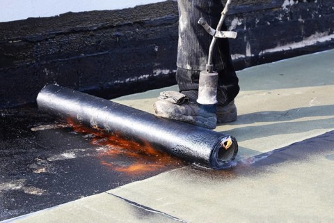 Professional flat roof waterproofing with bitumen welding membranes