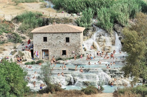 Terme di Saturnia, Cascate del Molino, waterfall, thermal spring, sulphurous thermal water,