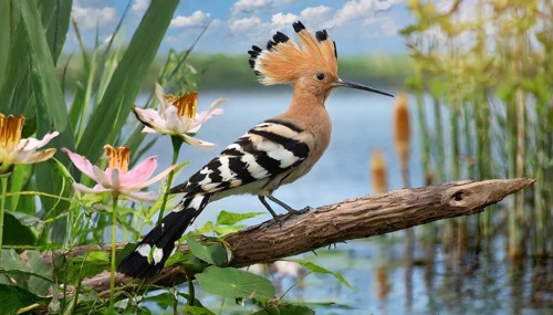 KI generated, animal, animals, bird, birds, biotope, habitat, a, individual, water, reeds, water
