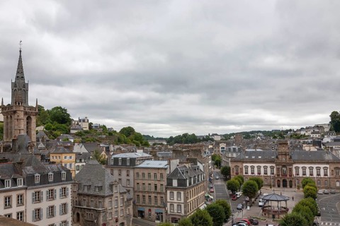 Town view of Morlaix in the north of the Departement Finistere, Brittany, France, Europe