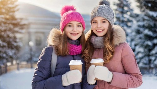 AI generates, human, humans, person, persons, child, children, girl, two, 15, years, outdoor, ice,