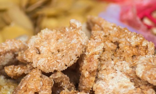 Chinese and Asian food on the market, rice, chips, noodles, sweets