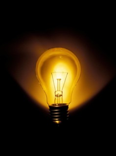 Closeup of an old tungsten light bulb