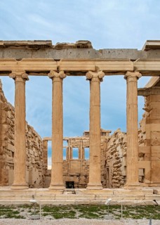 East facade of Erechtheion or Erechtheum, Temple of Athena Polias, Acropolis of Athens, Greece,