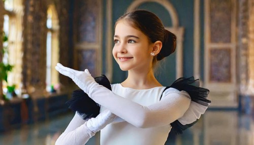 AI generated, girl, 10, 12, years, dark-haired, dark-haired, dances, dancing, ballet, study,