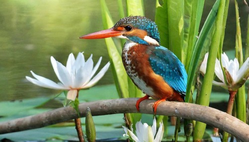 KI generated, animal, animals, bird, birds, biotope, habitat, a, individual, water, perch, reeds,