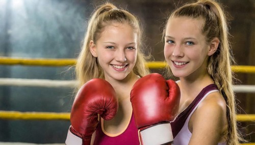 AI generated, girl, 15, years, Thai, Thai, sport, boxing, gloves, Thai boxing, Muay Thai, two