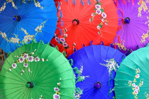Sunshades, Mingun, Burma, Myanmar, Asia