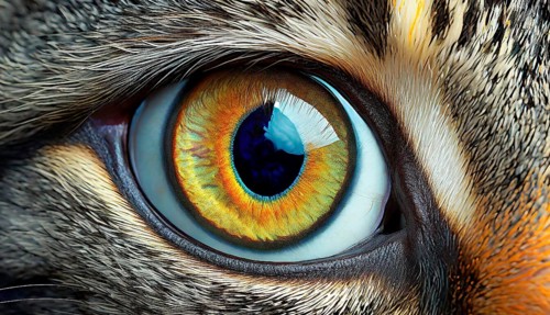 Eye of an animal, animal eye, close-up with iris and pupil, AI generated, AI generated